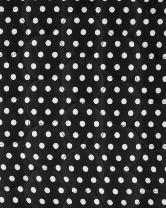 Tissu Matelassé à Pois Blanc Fond Noir - Mercerine