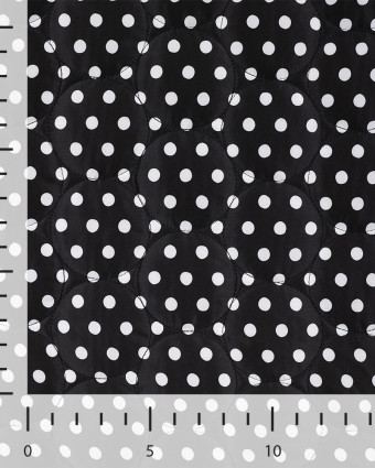 Tissu Matelassé à Pois Blanc Fond Noir - Mercerine