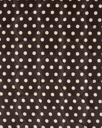 Tissu Matelassé à Pois Ecru Fond Chocolat - Mercerine