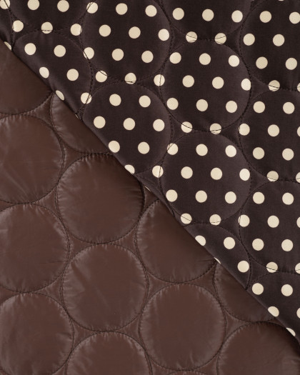Tissu Matelassé à Pois Ecru Fond Chocolat - Mercerine