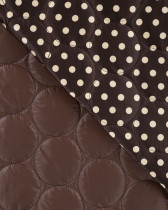 Tissu Matelassé à Pois Ecru Fond Chocolat