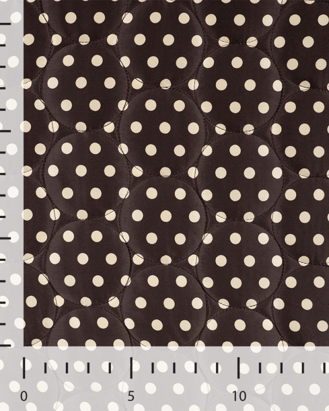 Tissu Matelassé à Pois Ecru Fond Chocolat - Mercerine