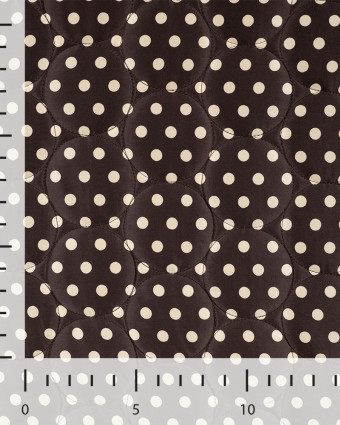 Tissu Matelassé à Pois Ecru Fond Chocolat - Mercerine
