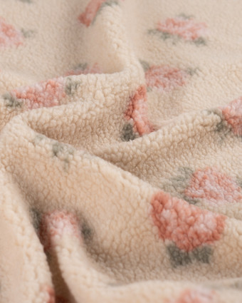 Tissu Sherpa Rose Ecru - Mercerine