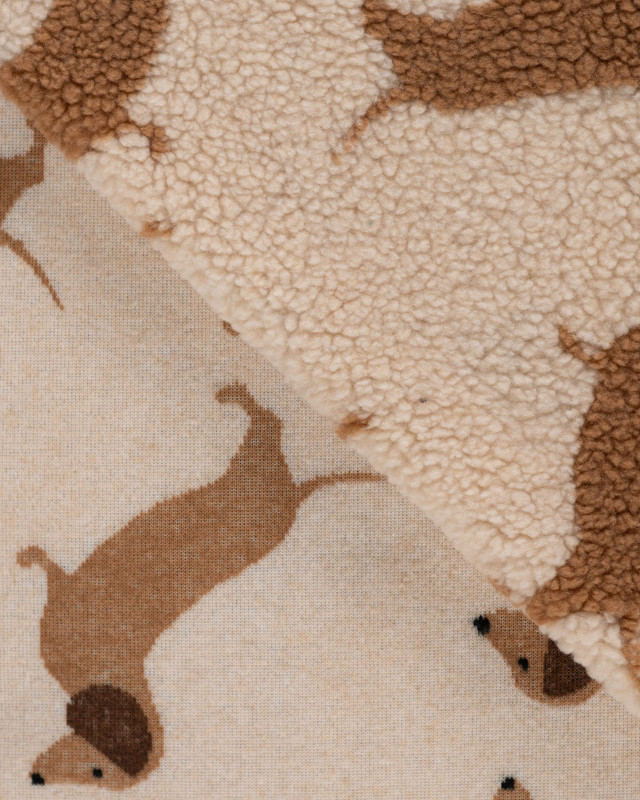 Tissu Sherpa Teckel Ecru - Mercerine