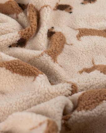 Tissu Sherpa Teckel Ecru - Mercerine