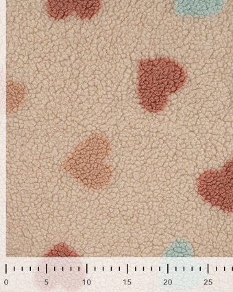 Tissu Sherpa Cœur Multicolore Fond Ecru - Mercerine