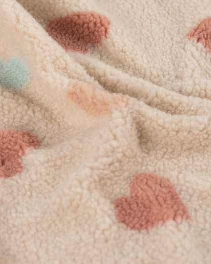Tissu Sherpa Cœur Multicolore Fond Ecru - Mercerine