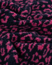 Tissu Sherpa Léopard Fuchsia Fond Marine