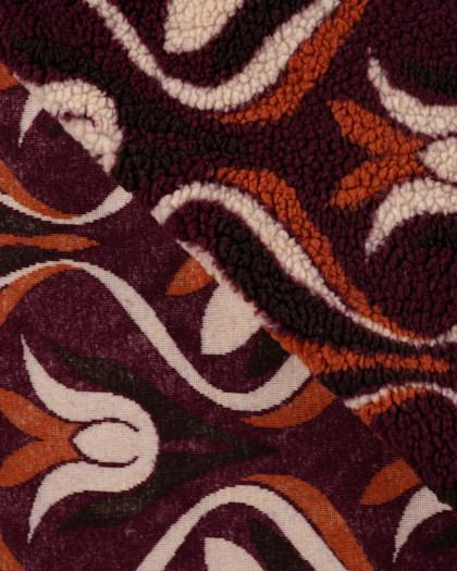 Tissu Sherpa Fleurs Antiques Prune - Mercerine