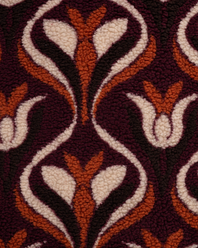 Tissu Sherpa Fleurs Antiques Prune - Mercerine