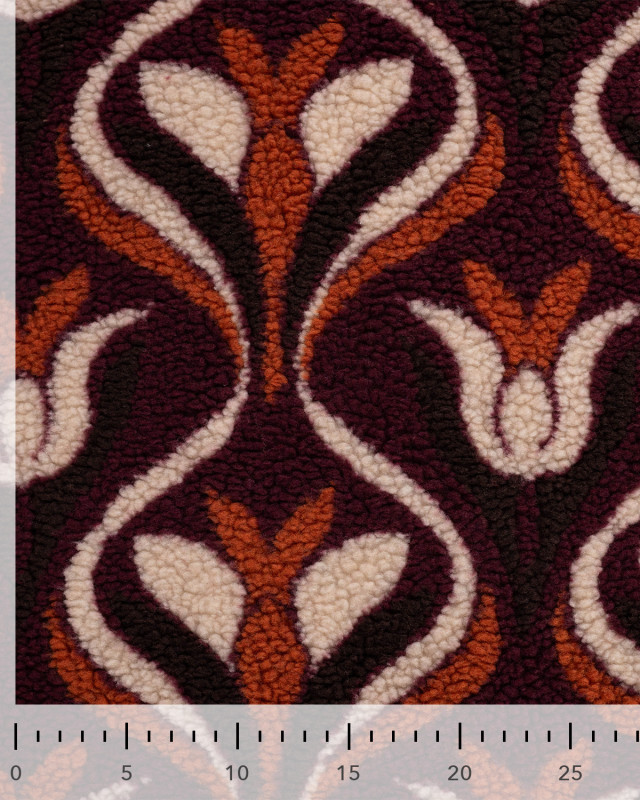 Tissu Sherpa Fleurs Antiques Prune - Mercerine