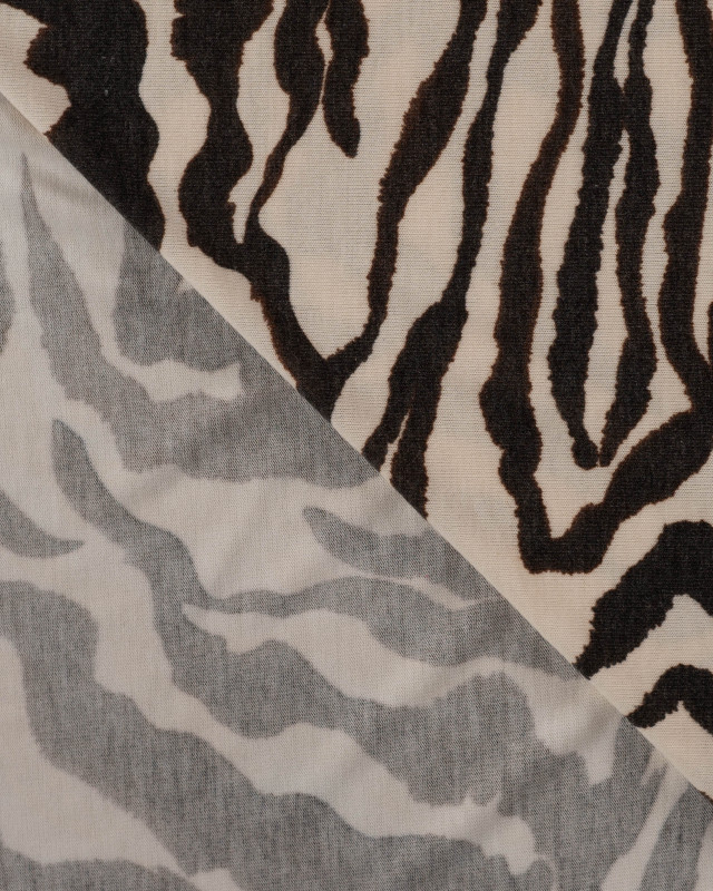 Tissu Jersey Motif Zèbre Fond Ecru - Mercerine