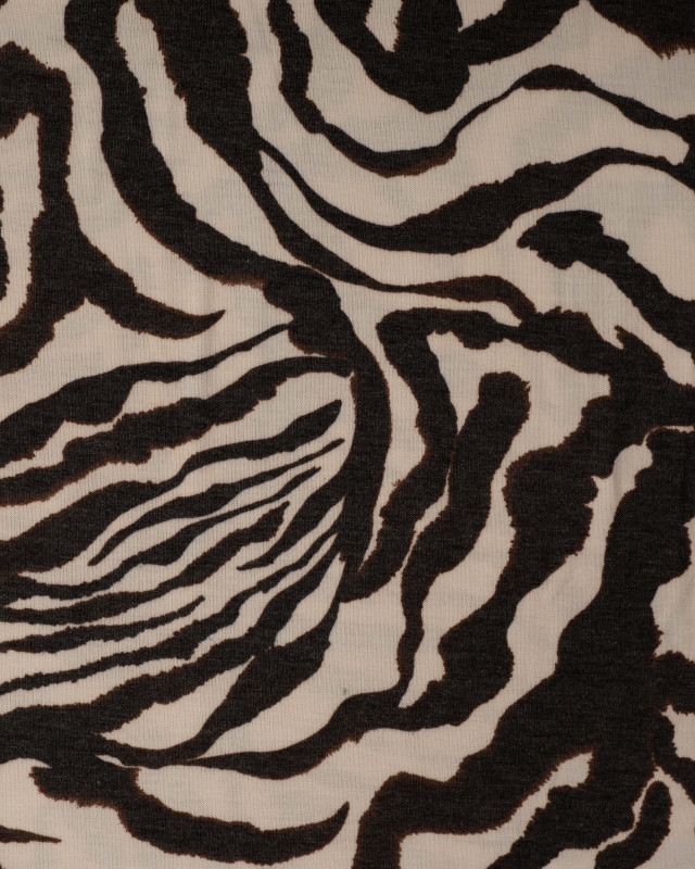 Tissu Jersey Motif Zèbre Fond Ecru - Mercerine