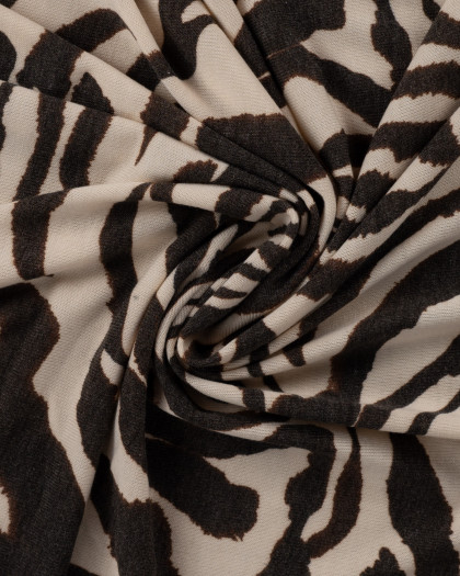 Tissu Jersey Motif Zèbre Fond Ecru - Mercerine