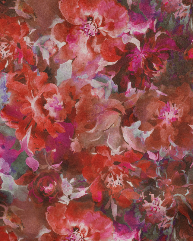 Tissu Suédine Stretch Motif Fleurs Rose - Mercerine