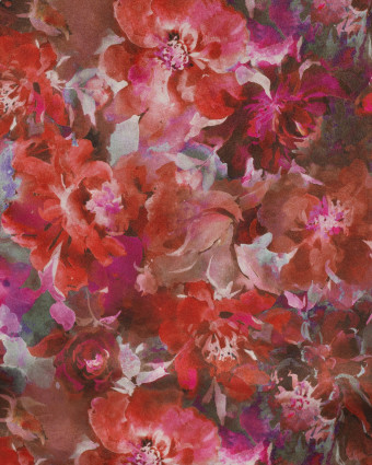 Tissu Suédine Stretch Motif Fleurs Rose - Mercerine