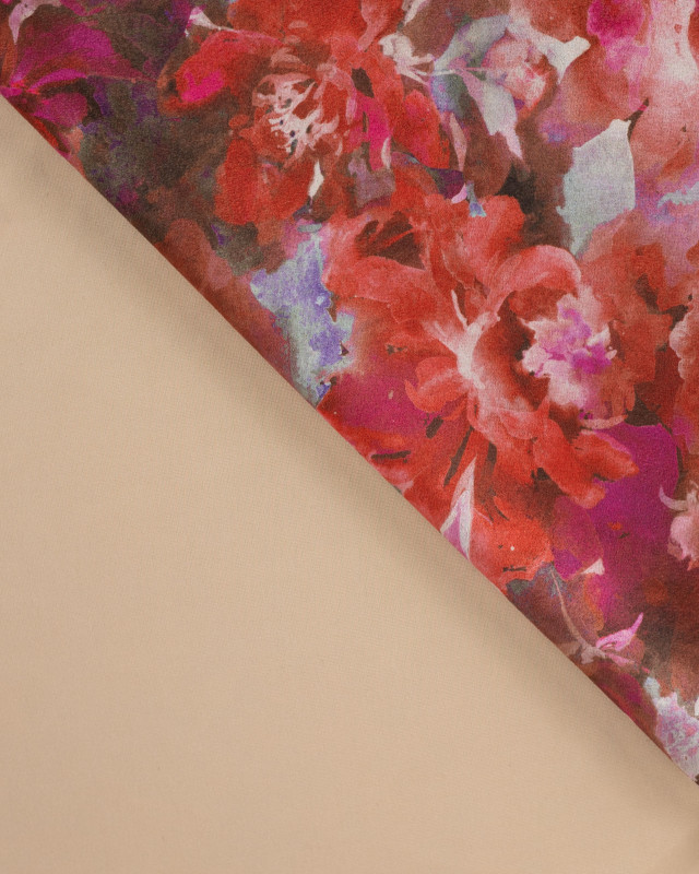 Tissu Suédine Stretch Motif Fleurs Rose - Mercerine
