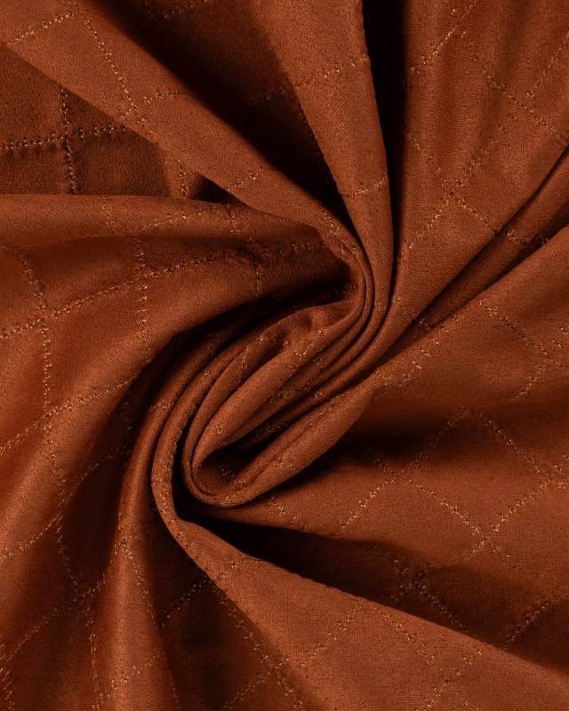 Tissu Suédine Matelassé Cognac - Mercerine
