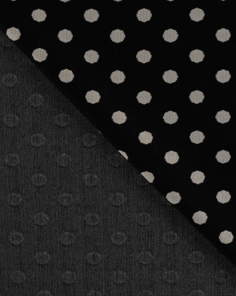Tissu Sweat à Pois Ecru Fond Noir - Mercerine