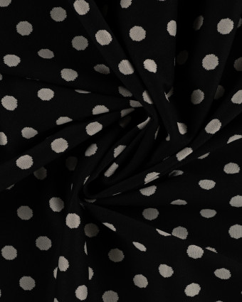 Tissu Sweat à Pois Ecru Fond Noir - Mercerine