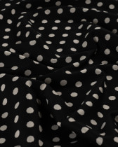 Tissu Sweat à Pois Ecru Fond Noir