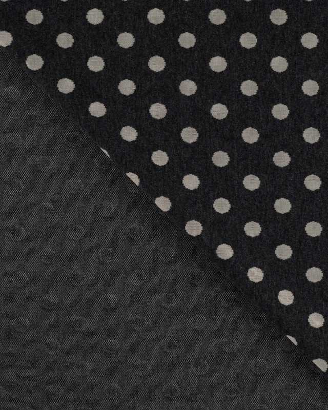 Tissu Sweat à Pois Ecru Fond Gris - Mercerine