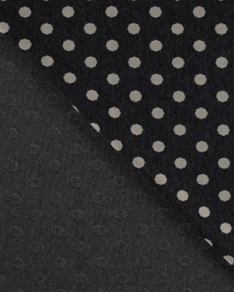 Tissu Sweat à Pois Ecru Fond Gris - Mercerine