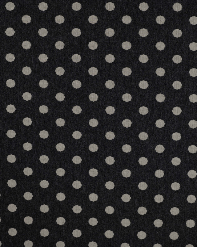 Tissu Sweat à Pois Ecru Fond Gris - Mercerine