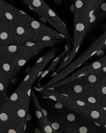 Tissu Sweat à Pois Ecru Fond Gris - Mercerine