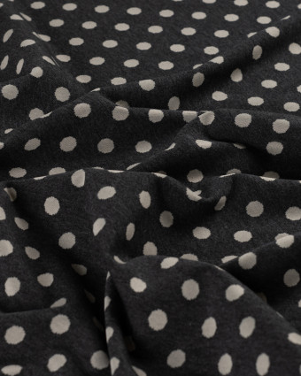 Tissu Sweat à Pois Ecru Fond Gris - Mercerine