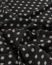 Tissu Sweat à Pois Ecru Fond Gris