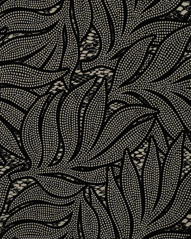 Tissu Viscose Twill EcoVero Feuillage Fond Ecru - Mercerine