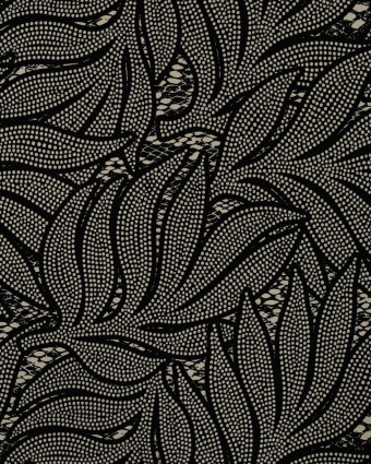 Tissu Viscose Twill EcoVero Feuillage Fond Ecru - Mercerine