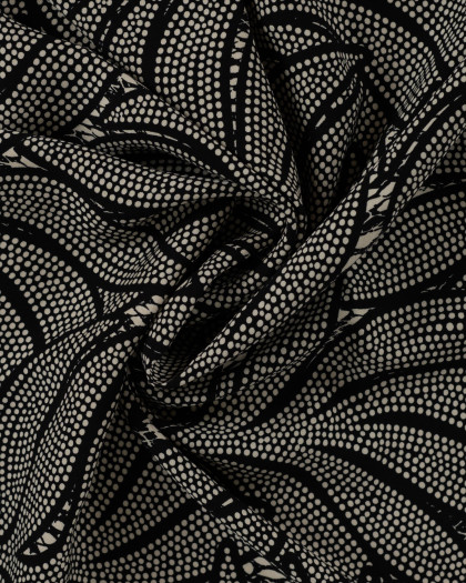 Tissu Viscose Twill EcoVero Feuillage Fond Ecru - Mercerine