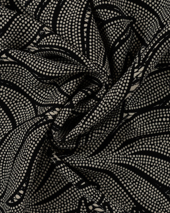 Tissu Viscose Twill EcoVero Feuillage Fond Ecru - Mercerine