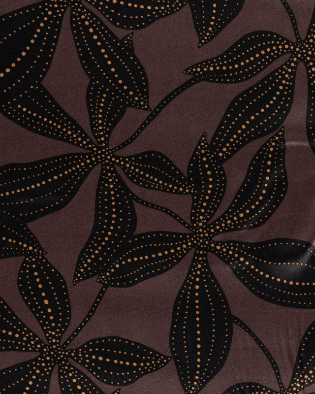 Tissu Viscose Satiné Grande Fleur Chocolat - Mercerine