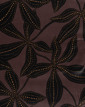 Tissu Viscose Satiné Grande Fleur Chocolat - Mercerine