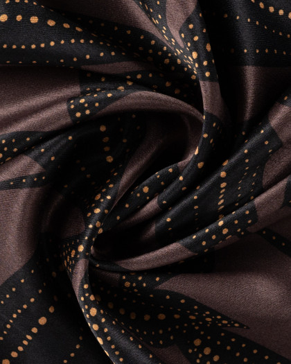 Tissu Viscose Satiné Grande Fleur Chocolat - Mercerine