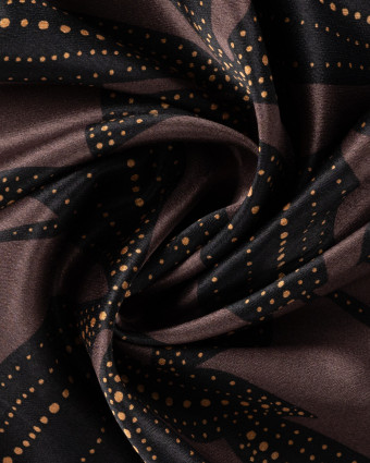 Tissu Viscose Satiné Grande Fleur Chocolat - Mercerine