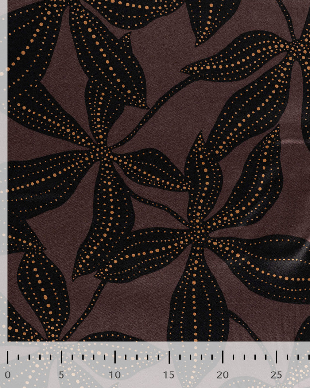 Tissu Viscose Satiné Grande Fleur Chocolat - Mercerine