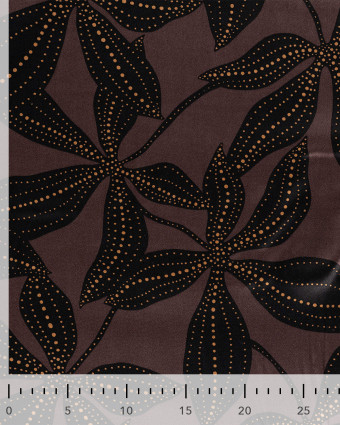 Tissu Viscose Satiné Grande Fleur Chocolat - Mercerine