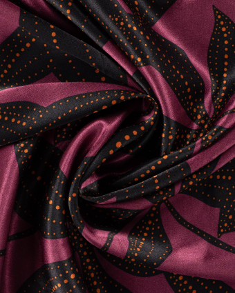 Tissu Viscose Satiné Grande Fleur Prune - Mercerine