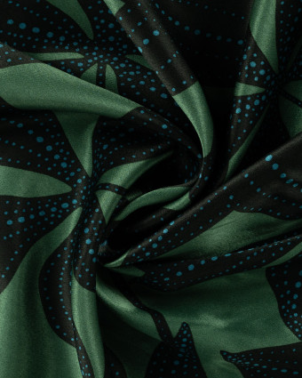 Tissu Viscose Satiné Grande Fleur Army - Mercerine
