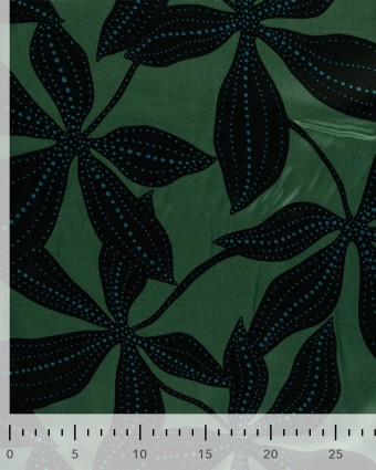 Tissu Viscose Satiné Grande Fleur Army - Mercerine