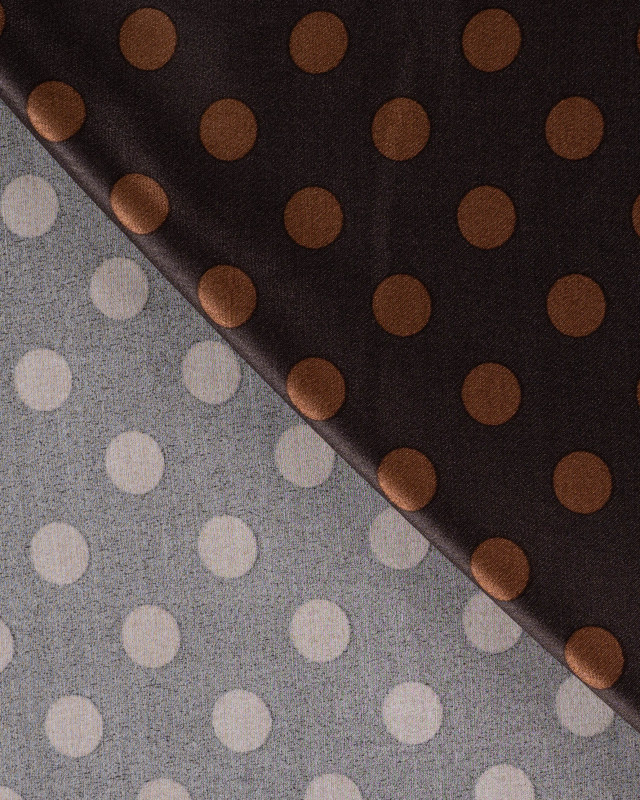 Tissu Viscose Satiné Petit Pois Chocolat - Mercerine
