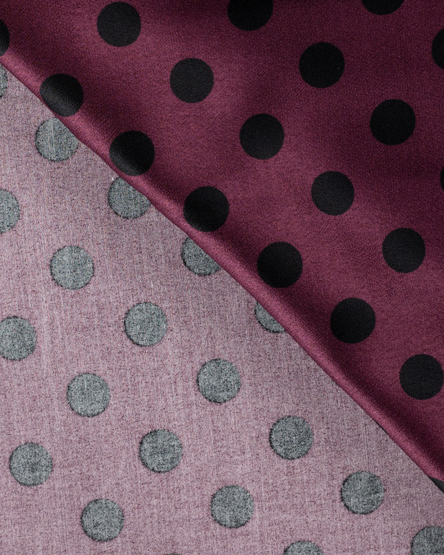 Tissu Viscose Satiné Petit Pois Prune - Mercerine