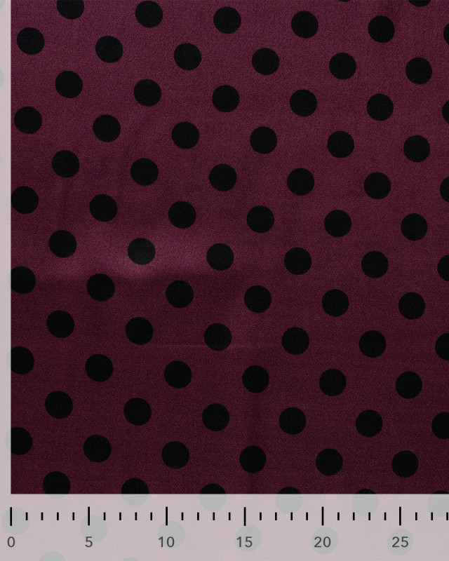 Tissu Viscose Satiné Petit Pois Prune - Mercerine