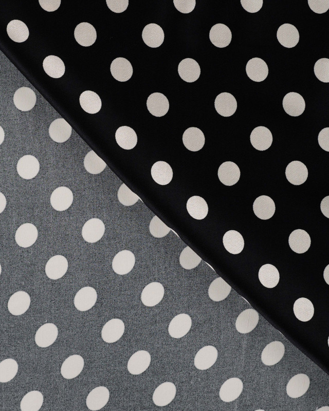 Tissu Viscose Satiné Petit Pois Noir - Mercerine