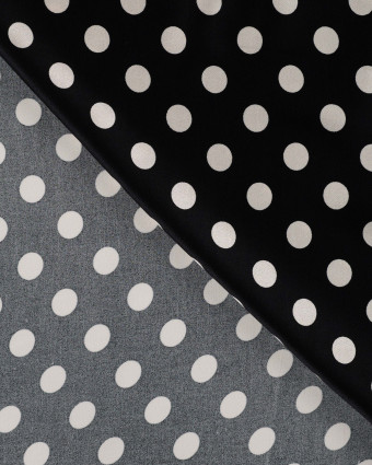 Tissu Viscose Satiné Petit Pois Noir - Mercerine